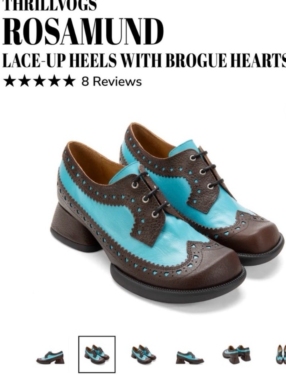 NIB Fluevog Thrillvogs Rosamund Size 10 Blue/Brown